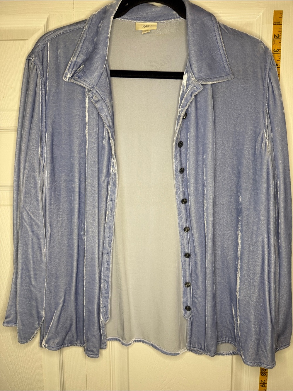 J. Jill Light Blue Velvet Button-Down Shirt Jacket